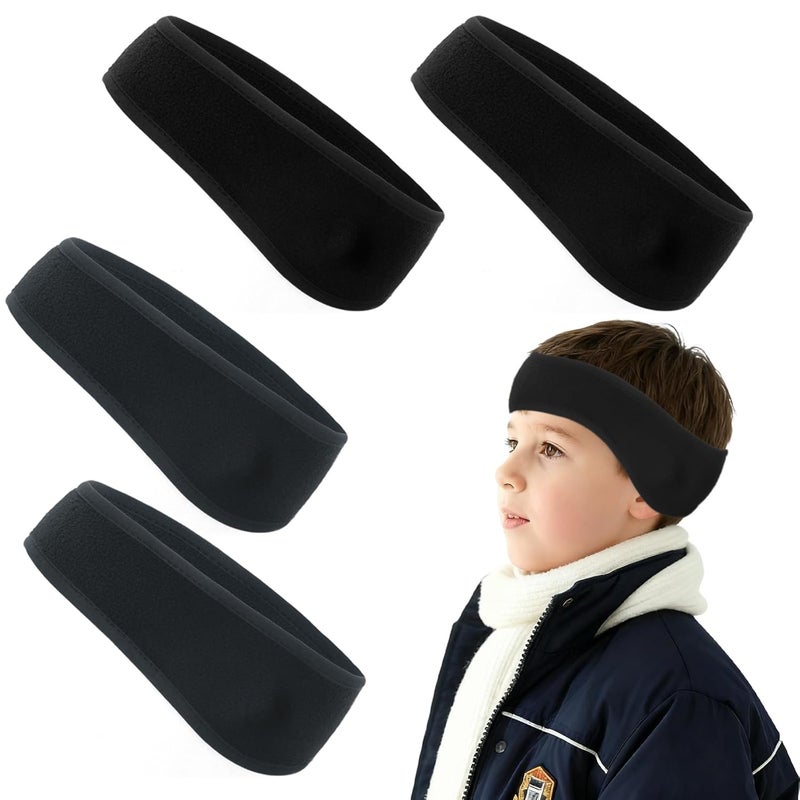 Gvhntk 4 Pcs Kids Ear Warmer Fleece Headband Winter Ear Warmer Headband Fleece Running Ear Muffs for Child Outside Running Sporting (Black,grey) - Image 1